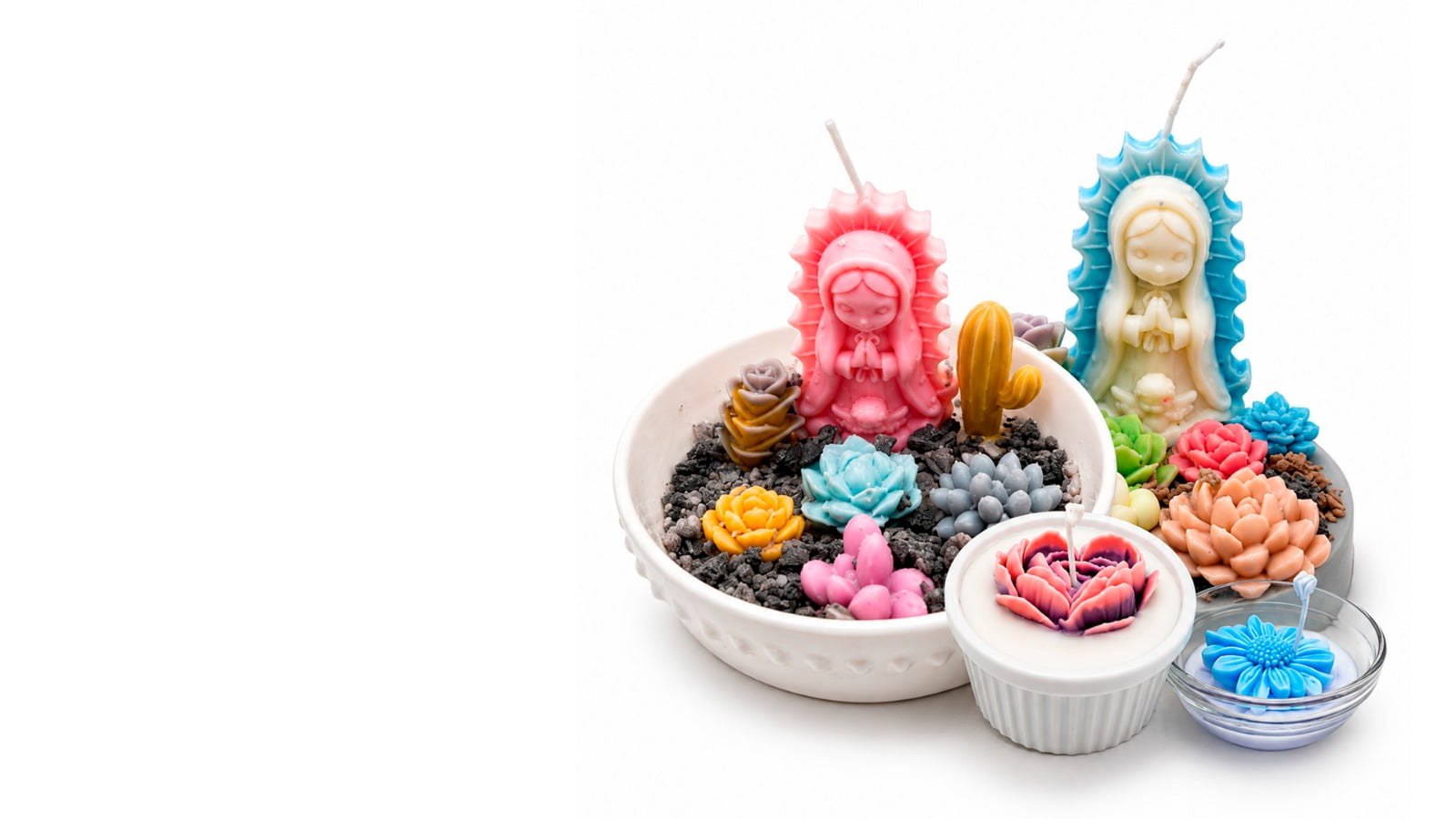 virgin mary sculptural succulent candles